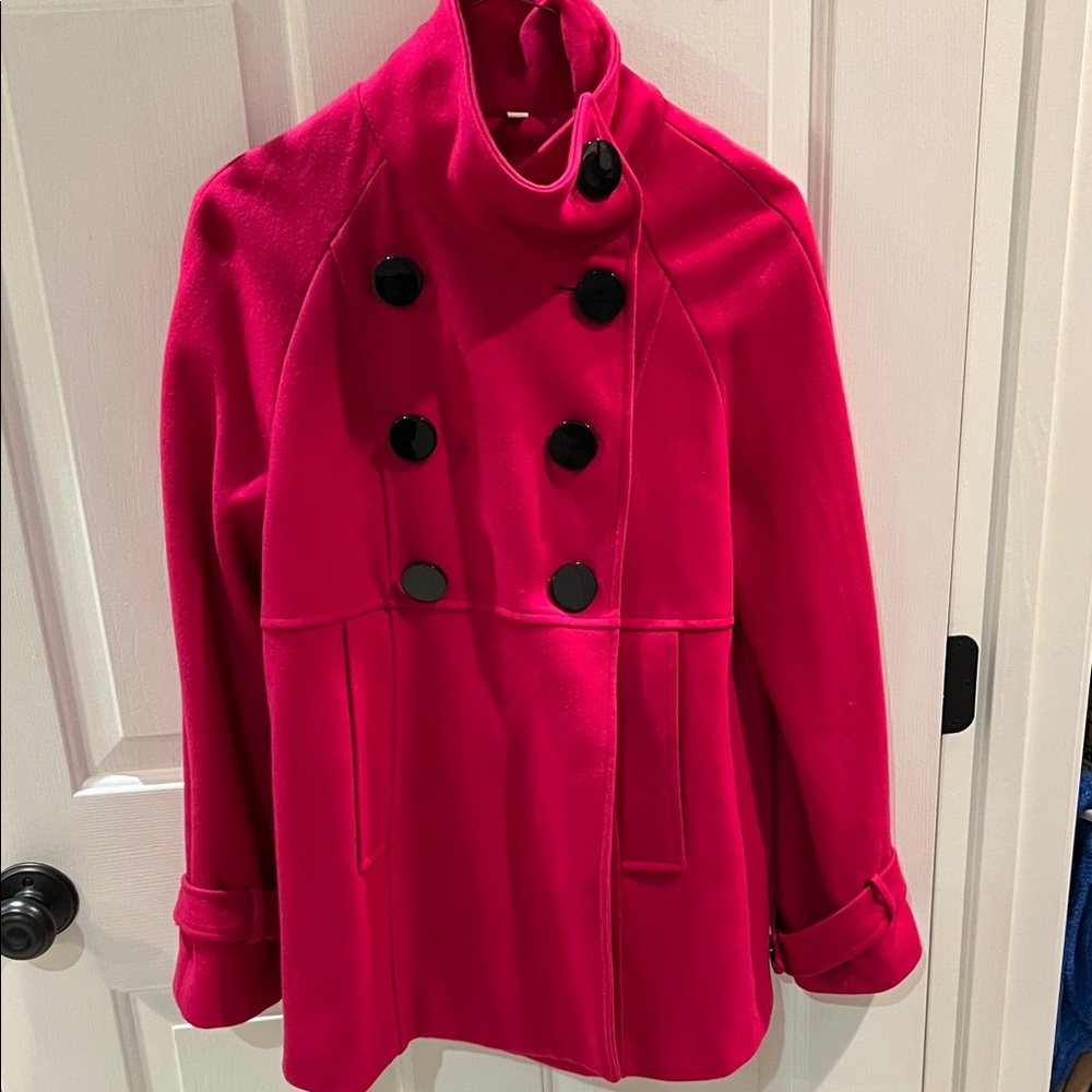 Steve Madden Women's Double-Breasted Hot Pink Coat